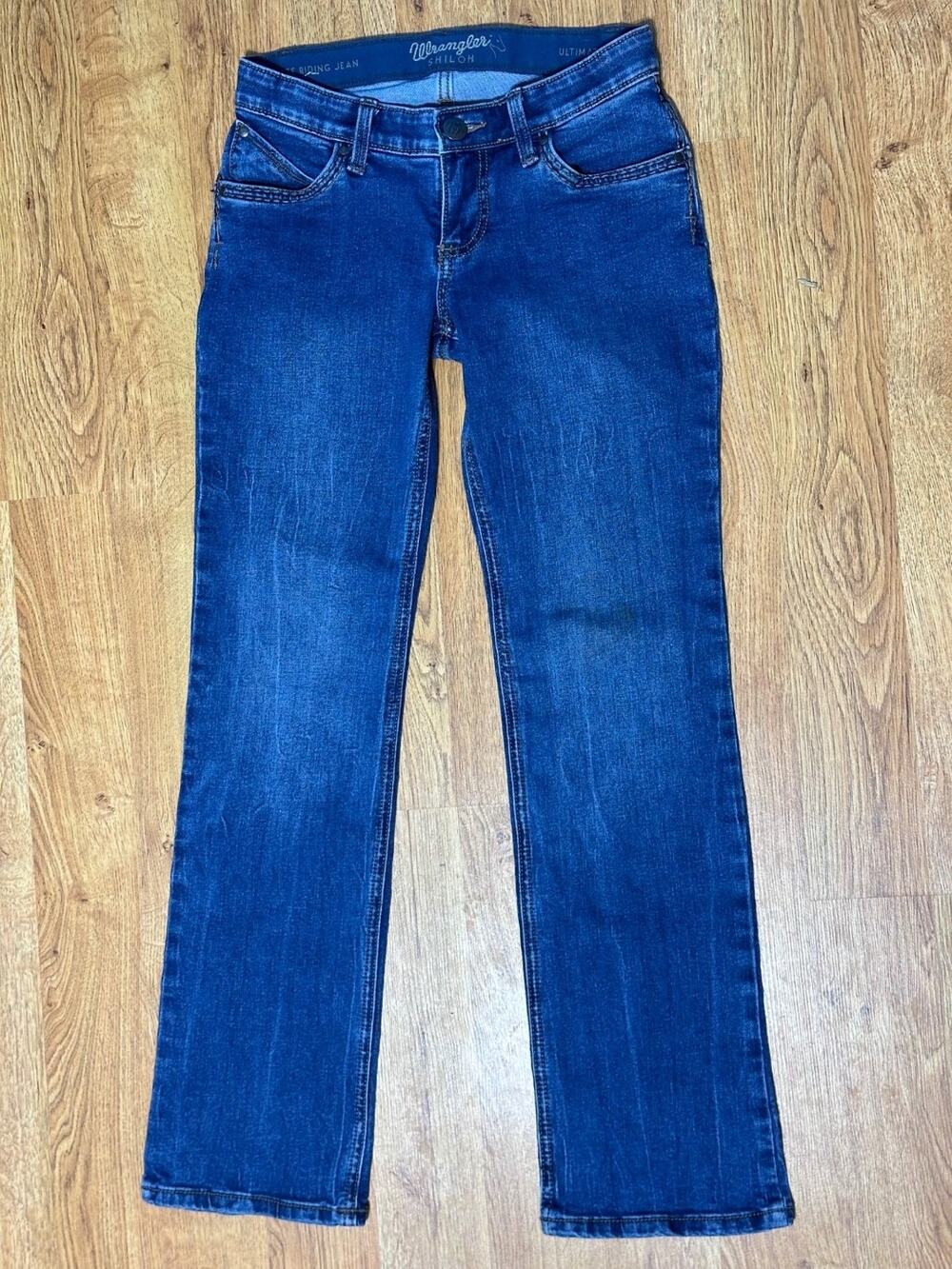 Wrangler Cowboy Jeans Shiloh Ultimate Riding Jean Womens Size 1 Blue Embroidered